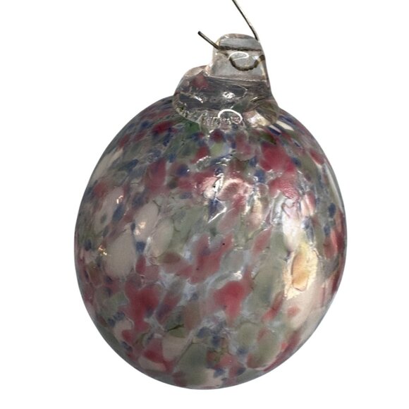 Friendship Witch Spirit Ball Ornament Hand Blown Confetti Glass 3¼" x 2½" - Picture 2 of 5
